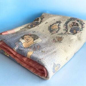 Vintage 1980s Disney Snow White Blanket Bedding Girls Kids USA Made 72 x 90”